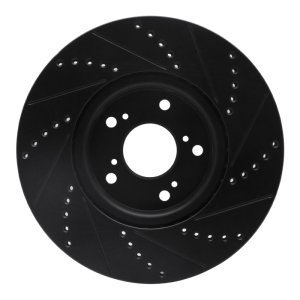 Acura TL Brake Rotor (1) - Front Left - R1 Concepts - Drilled & Slotted - Black - `04-`08